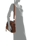 Trapeze Suede Satchel Bag, Brown