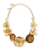 Metallic Floral Collar Necklace