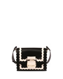Viv Mini Scalloped Shoulder Bag, Black/White