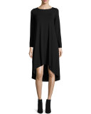 High-Low Long-Sleeve A-line Dress, Plus Size 