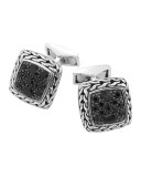 Black Sapphire Square Cuff Links