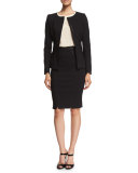 Long-Sleeve Peplum Jacket, Black