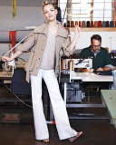 Snap-Front Belted Safari Jacket, Sand Dune