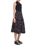 Tie-Front Sleeveless Top, Black