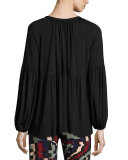Rupert 3/4-Sleeve Flutter Jersey Top 