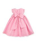 Sleeveless Floral-Trim Smocked Dress, Pink, Size 12-24 Months