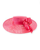 Asymmetric Upturn Straw Hat, Bright Pink
