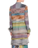 Crazy Patchwork Button-Front Tunic, Blue/Multi