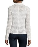 Floral Eyelet-Lace Shirt, Chalk