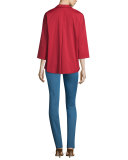 Analeigh Bracelet-Sleeve Blouse, Red Rock