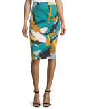 Modern Camo-Print Midi Skirt, Multi