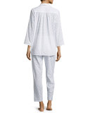 Spa Polka-Dot Long-Sleeve Pajama Set, White