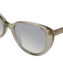Mirrored Transparent Cat-Eye Sunglasses, White Gold/Platinum