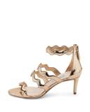 Mirrored Wavy 65mm Sandal, Platino