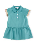 Cali Smocked Raglan Polo Dress, Turquoise, Size 6M-3