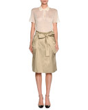 Sheer Windowpane Polo Shirt, Ivory