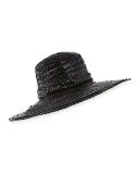 Taya Coated Straw Sun Hat, Black