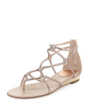 Crystal Gladiator Sandal, Beige/Vintage Rose