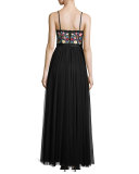 Flower Foliage Maxi Dress, Black