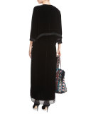 Talvia Sleeveless Floral-Embroidered Velvet Maxi Dress
