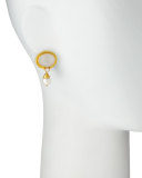 Pegasus Intaglio Clip/Post Earrings with Pearl Drop, White