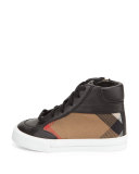 Haypark Mini Check High-Top Sneaker, Black/Tan, Toddler