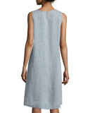 Sleeveless Chambray Linen Dress, Petite