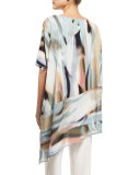 Go W/ the Flow Georgette Caftan Top, Multi/Black