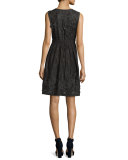 Kia Sleeveless Organdy Dress w/ Floral Appliqué