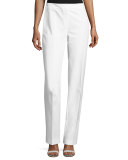 Leena Slim Stretch-Knit Pants, White