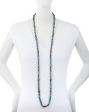 Lavana Long Beaded Turquoise & Pyrite Necklace