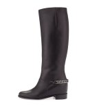Cate Hidden-Wedge Red Sole Boot, Black