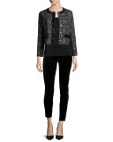 Dressy Cropped Jacket W/ Stone Trim 