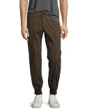 Jogger Pants with Full-Length Side Zips, Olive/Khaki