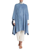 Sleighton Suede Poncho, Dusky Sky Blue
