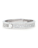 Rock and Diamond Slim 18K White Gold Bangle Bracelet