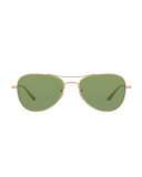 Executive Suite Photochromic Aviator Sunglasses, Gold/Green