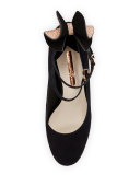 Lilia Bow Suede 100mm Pump, Black