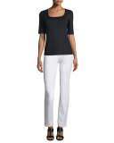 Half-Sleeve Square-Neck Top