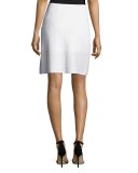 Illusion Grid Knit A-Line Skirt, White