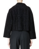 Bracelet-Sleeve Oversized Moire Jacket, Black