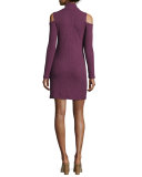 Cold-Shoulder Mock-Neck Sweaterdress