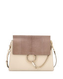 Faye Medium Python/Leather Shoulder Bag, Off White