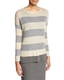 Sleek Lyocell/Merino Long-Sleeve Striped Boxy Top, Petite