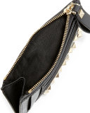 Rockstud Leather Coin/Card Case, Black (Nero)