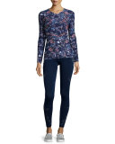 Inca Long-Sleeve Running Top, Midnight Peru Print