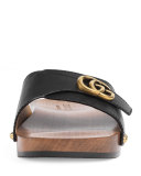 Sander Wood & Leather Clog w/GG, Black
