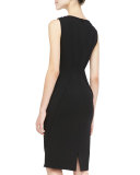 Sleeveless Boat-Neck Sheath Dress, Black