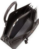 Sac de Jour Small Grained Leather/Python Satchel Bag, Dark Gray