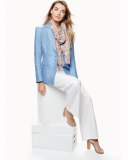 Wide-Leg Linen Side-Zip Pants, White 
